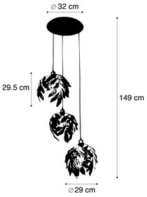 Lampada a sospensione vintage oro antico rotonda 3 luci - Linden
