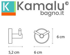 Kamalu - appendino bagno doppio gancio in acciaio inox lucido e dettagli in abs nero | nico-n