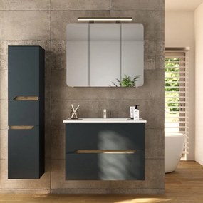 Kamalu - Composizione bagno sospesa 85 cm colore nero grafite matt | LAC-ARES-85