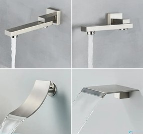 Pannello doccia da incasso EYN PT04042 in ottone con LED, getti multipli e più finiture — Senza uscita inferiore — 30 cm