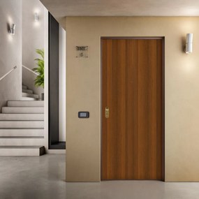 Porta blindata DI.BI. Meraville L 90 x H 210 cm in melaminico noce tanganika/bianco, apertura spingere a sinistra, falso telaio incluso