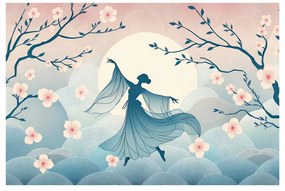 Quadro su tela – Ballerina sotto il ciliegio in luna piena