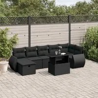 Set Divani da Giardino con Cuscini 8 pz Nero in Polyrattan 3275145