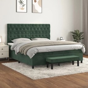 Giroletto A Molle Con Materasso Verde Scuro 160x200 Cm Velluto /