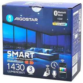 Aigostar-SET 3x Lampada da incasso LED dimmerabile MESH 15W/230V 2700K-6500K diametro 17cm