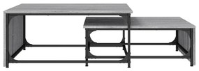 Tavolini impilabili 2pz grigio sonoma in multistrato e metallo