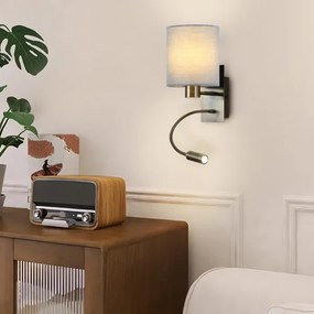 Brilagi - LED Lampada flessibile da muro NUBILA 1xE27/25W/230V + LED/3W ottone/color crema