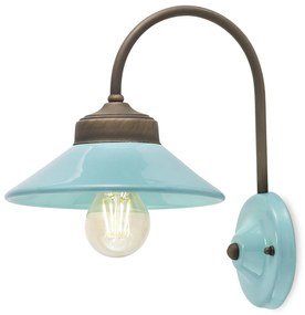 Applique Vintage Colors Ferro E Ceramica Azzurro 1 Luce E27
