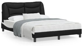 Giroletto Con Testiera Nero E Bianco 140x200 Cm İn Similpelle /