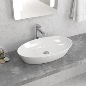 New Line O3 Lavabo ovale 60X36,5 Cm Da Appoggio In Porcellana Bianca