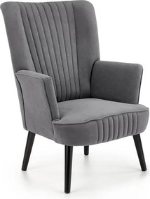 Poltrona imbottita Delgado in velluto grigio - H100 cm