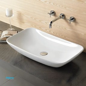 Lavabo D'Appoggio Rettangolare "Break The Rules" Da 60 Cm Ceramica In Finitura Bianco Lucido