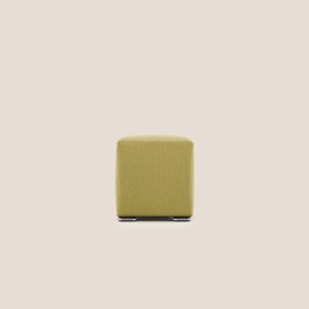 Cube pouf in tessuto morbido smacchiabile T05 giallo