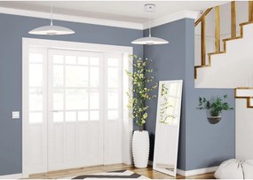 Lampadario LED bianco con paralume in metallo Lund – Candellux Lighting