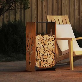 Rastrelliera Per Legna Da Ardere 40x30x80 Cm İn Acciaio Corten /