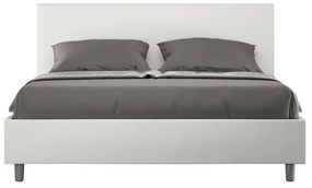 Letto matrimoniale con rete imbottito 160x190 similpelle bianco Adele