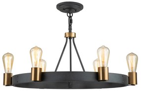 Lampadario Industrial Nordico Silas Acciaio Zinco Antico Ottone 6 Luci E27