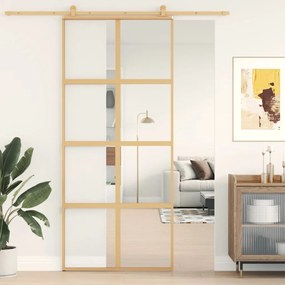 Porta Scorrevole Dorata 90x205 Vetro Trasparente Esg Alluminio /