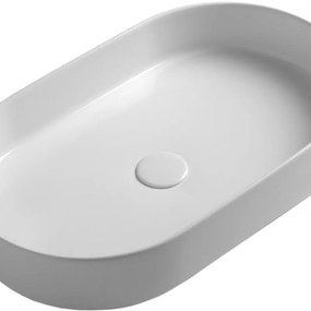 Lavabo da appoggio Smash ovale in ceramica L 60 x H 14 x P 20 cm bianco lucido