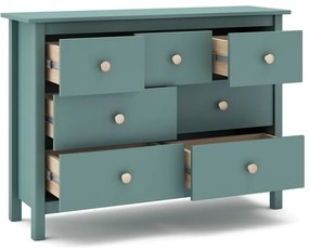 Cassettiera bassa per bambini in legno di pino color petrolio 110x80 cm Max - Marckeric