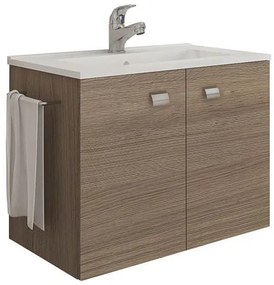 Mobile bagno sospeso 60 cm con lavabo e portasalviette rovere fumo - Erika 99030