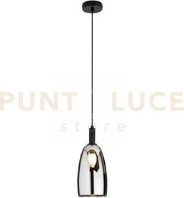 Lampadario a sospensione weizen vetro cromo struttura nera 1 luce a...