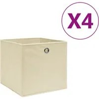 Contenitori 4 pz in Tessuto non Tessuto 28x28x28 cm Crema 325215