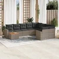 Set Divano da Giardino 10 pz con Cuscini Grigio in Polyrattan 3256620