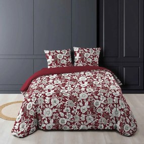 Biancheria da letto in cotone rosso e bianco per letto matrimoniale 240x220 cm Milady - douceur d'intérieur