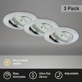 Briloner 7296-039 - Set da 3 plafoniere da incasso LED per bagno 1xLED/6,5W/230V IP23