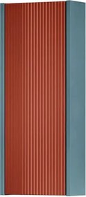 Pensile bagno Niwa cannettato laccato opaco blu pacifico con vetro paprika, 1 anta reversibile P17 x L30 x H78.5 cm