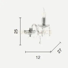 Dallas/1 applique oro e cromo 1 luce attacco e14 h.25cm