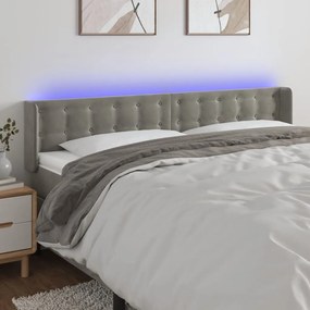 Testiera A Led Grigio Chiaro 163x16x78/88 Cm İn Velluto /