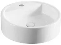 Lavabo d'appoggio tondo ceramica bianca diametro 49 cm con troppo pieno