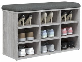 Panca porta scarpe grigio sonoma 82x32x50 cm legno multistrato