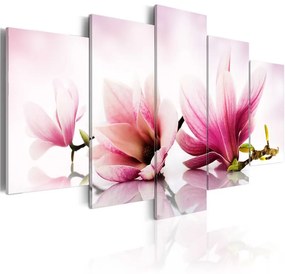 Quadro Magnolie  fiori rosa  Colore Verde, Dimensioni e Misure 100x50