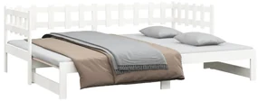 Dormeuse estraibile bianca 2x(80x200) cm legno massello di pino