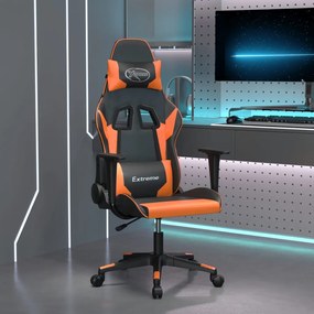 Sedia da gaming nero e arancione in similpelle