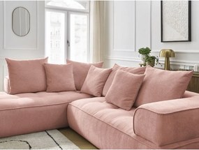 Divano angolare rosa (penisola a sinistra/a L) con rivestimento in ciniglia Whesley – Bobochic Paris