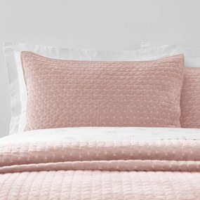 Copriletto rosa polveroso in velluto con rivestimento trapuntato 240x260 cm Attica Velvet – Bianca