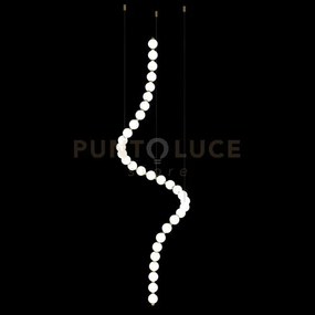Lampada a sospensione verticale perla, cromata, 33 sfere, led 66 wa...