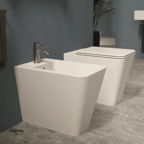 Alice Ceramica "Hide Square" Coppia Di Sanitari Filo Muro Senza Brida Finitura Bianco Opaco