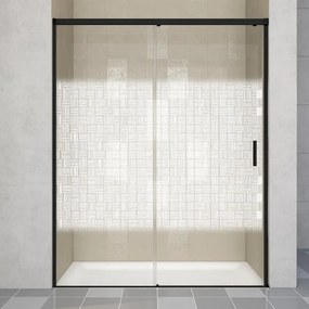 Porta doccia scorrevole L 138-139.5 cm x H 200 cm per nicchia in vetro smerigliato SP. 6 mm, profilo opaco nero, serie Jazz