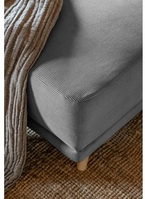 Divano letto angolare in velluto a coste grigio (angolo sinistro/"U") Lazy Lukka - Miuform