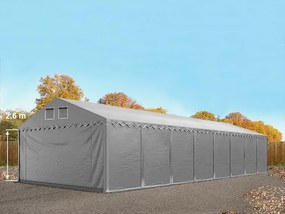 TOOLPORT 5x24 m tenda capannone, altezza 2,6m, PVC 800, telaio perimetrale, grigio, con statica (sottofondo in cemento) - (49855)