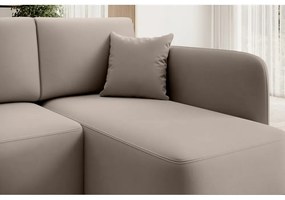 Divano angolare beige allungabile/con contenitore (con penisola a destra/con chaise lounge) e rivestimento in velluto Hadson – ELTAP