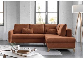 Divano letto angolare arancio mattone L, angolo destro Scandic Lagom - Miuform