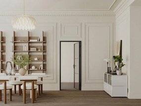 Blocco porta reversibile H204 x L73 cm in Alluminio e Vetro fumé Nero - MASERU