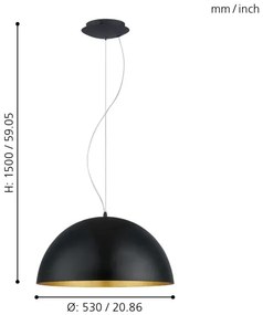 Eglo 94936 - Lampadario GAETANO 1 1xE27/60W/230V