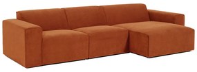 Divano angolare in velluto a coste arancione (angolo destro) Sting - Scandic